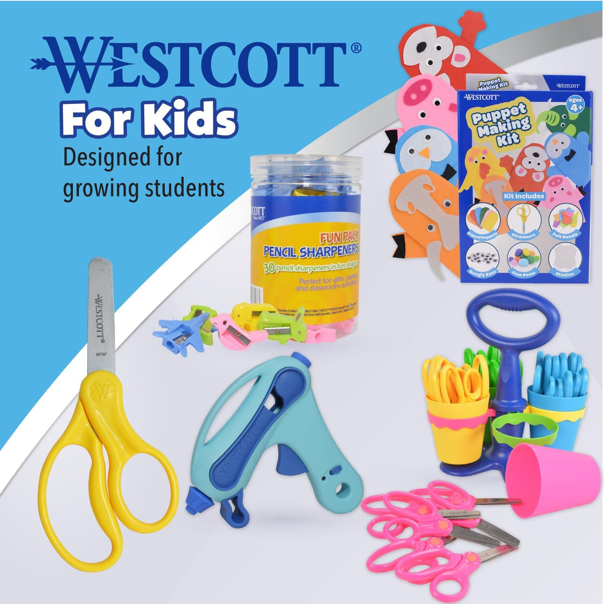 Westcott 5 Inch Hard Handle Kids Scissors, Blunt, Assorted Colours, 2 Pack - view 6