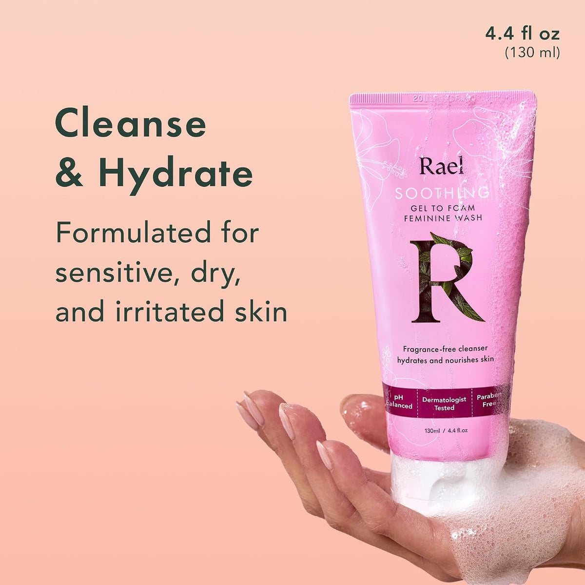 Rael Soothing Gel to Foam Intimate Feminine Wash, 130 ml (4.4 fl oz) — alternate product view