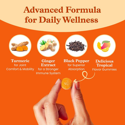 BeLive Turmeric Gummies with Ginger and Black Pepper Tropical 60 Count - view 4