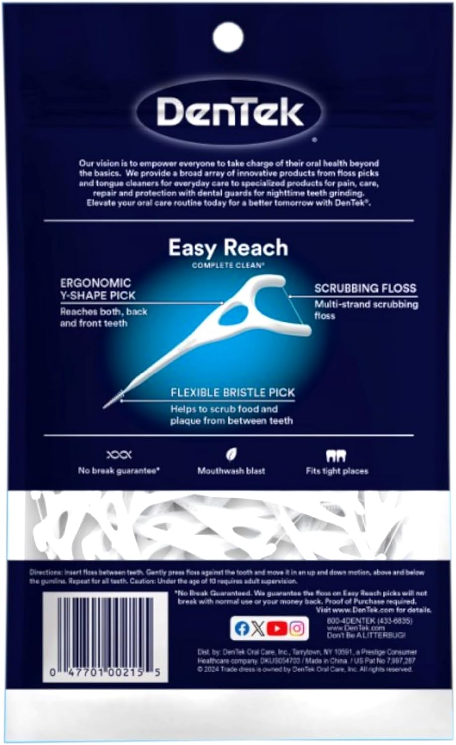 DenTek Complete Clean Easy Reach Angled Floss Picks, 75 Count, Pack of 5 - view 3