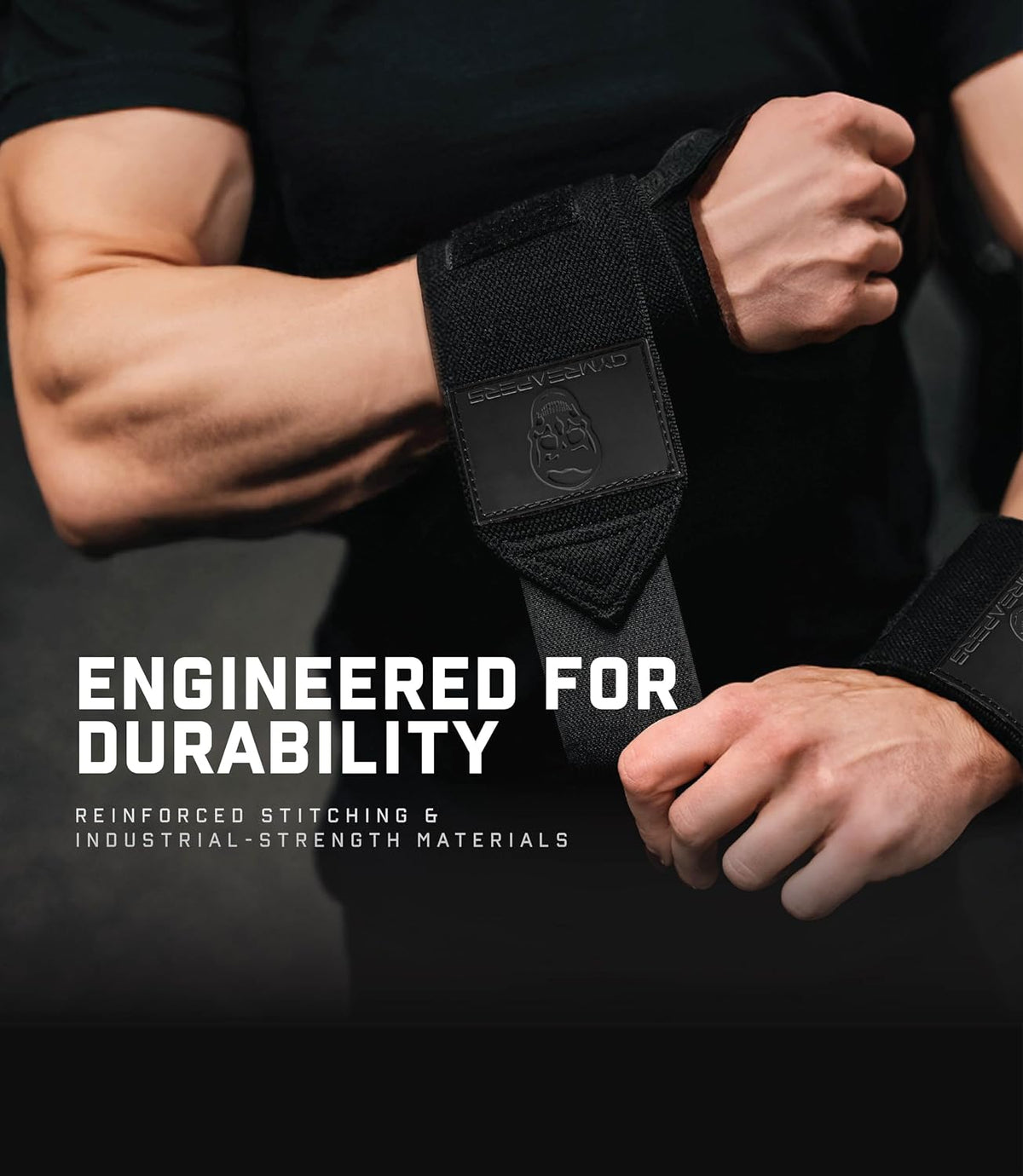 Gymreapers Weightlifting Wrist Wraps, Black, 18 Inch - view 3