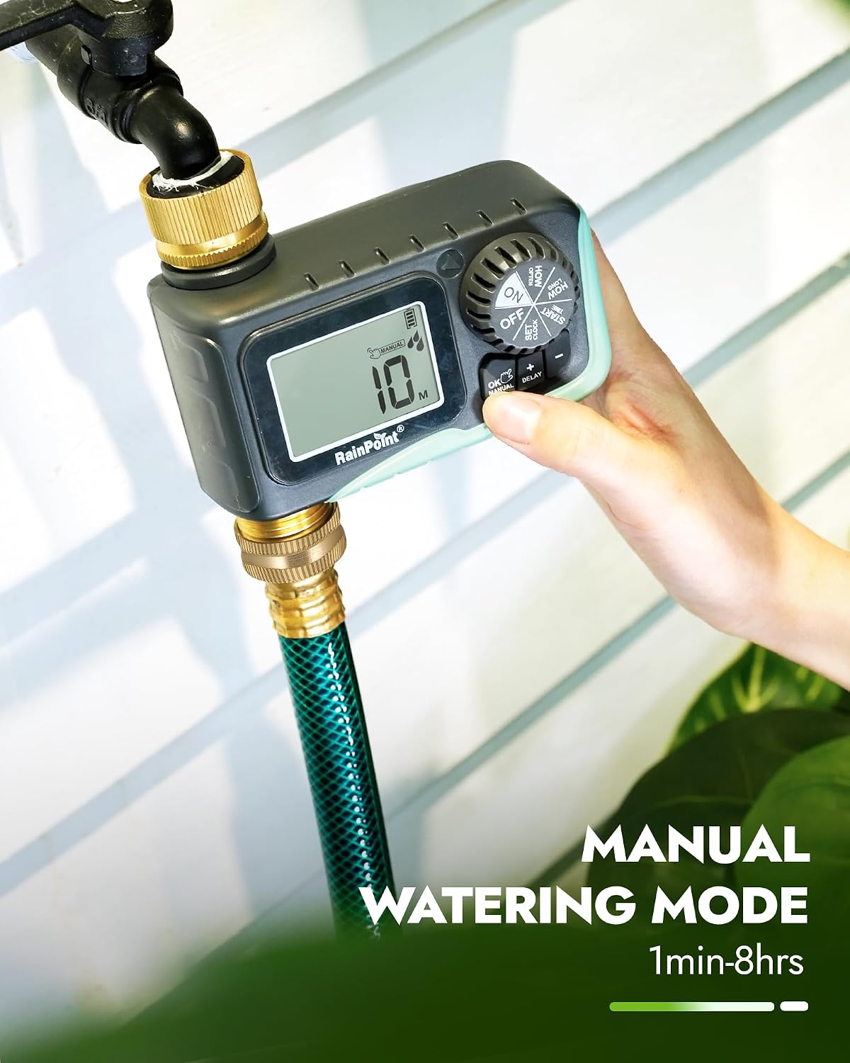 RAINPOINT Programmable Sprinkler Timer with Brass Inlet and Outlet - view 4