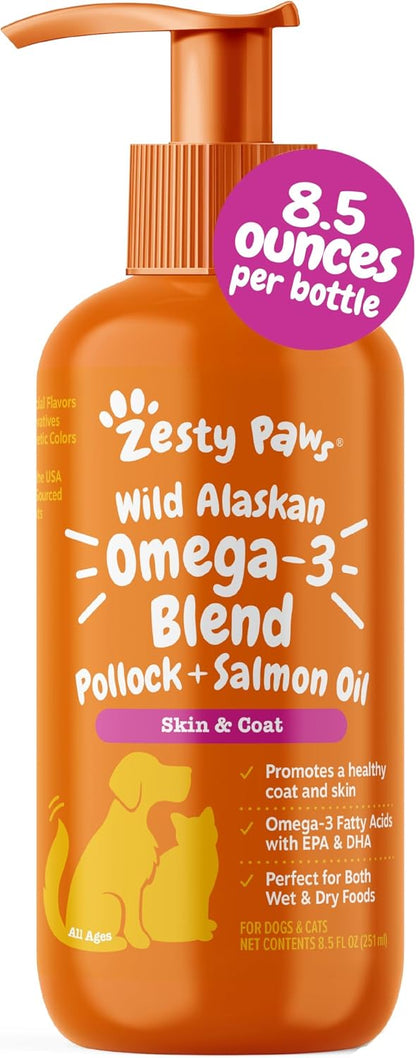 Zesty Paws Salmon Oil for Dogs and Cats, 8.5 oz