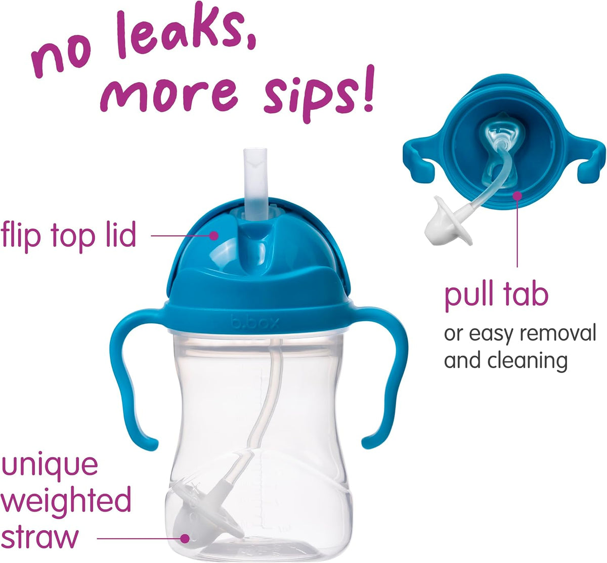 b.box Sippy Cup with Weighted Straw 240 ml (8 oz) Cobalt - view 5