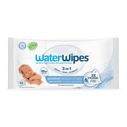 WaterWipes Sensitive+ Newborn and Baby Wipes, 60 Count