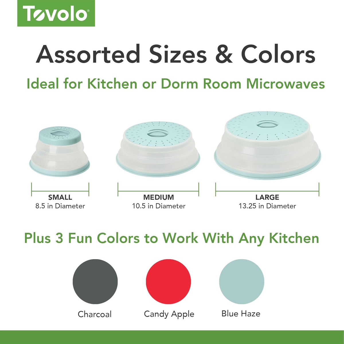 Tovolo Collapsible Microwave Splatter Cover, 10.5 Inch, Charcoal - view 6