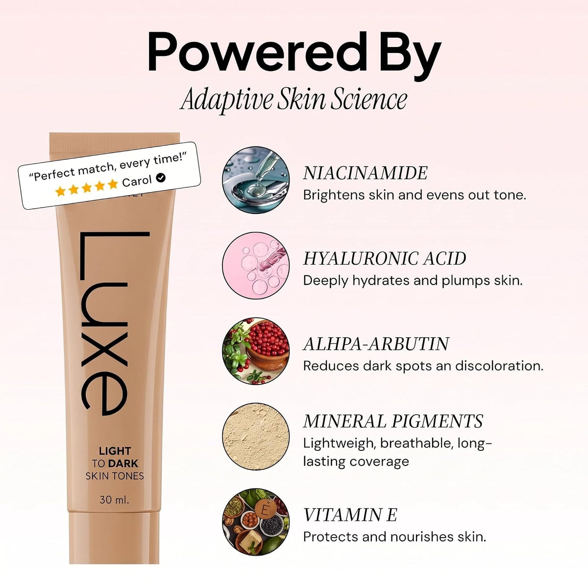 Luxe Cosmetics Colour Changing Foundation, Medium — alternate product view