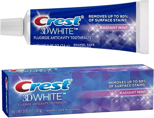 Crest 3D White Vivid Fluoride Toothpaste, Radiant Mint, 0.85 oz, Pack of 3