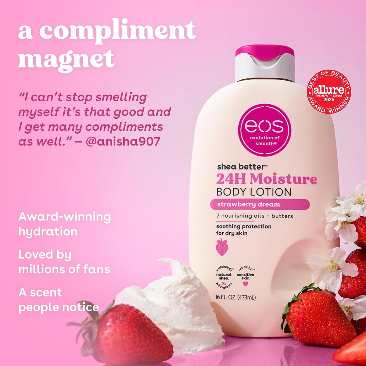 eos Shea Better Body Lotion, Strawberry Dream, 16 fl oz - view 4