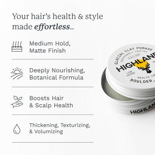 Highland Glacial Hair Clay Pomade, Low Shine, Medium Hold - view 2