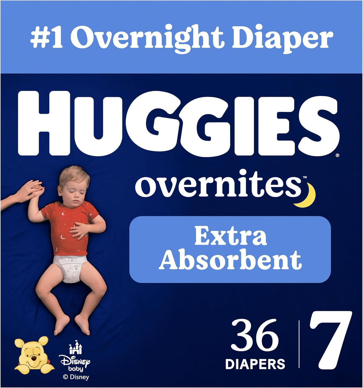 Huggies Overnites Nappies, Size 7 (41+ lbs), 36 Count