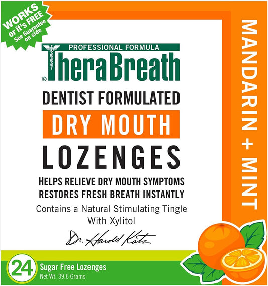 TheraBreath Dry Mouth Lozenges, Mandarin Mint, Sugar Free, 24 Count