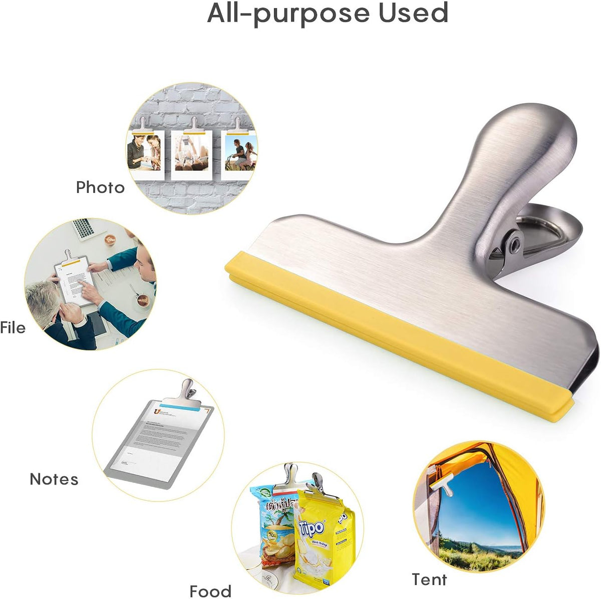 House Again Silicone-Covered Steel Bag Clips, 12 Pack, 3 Inch - view 6