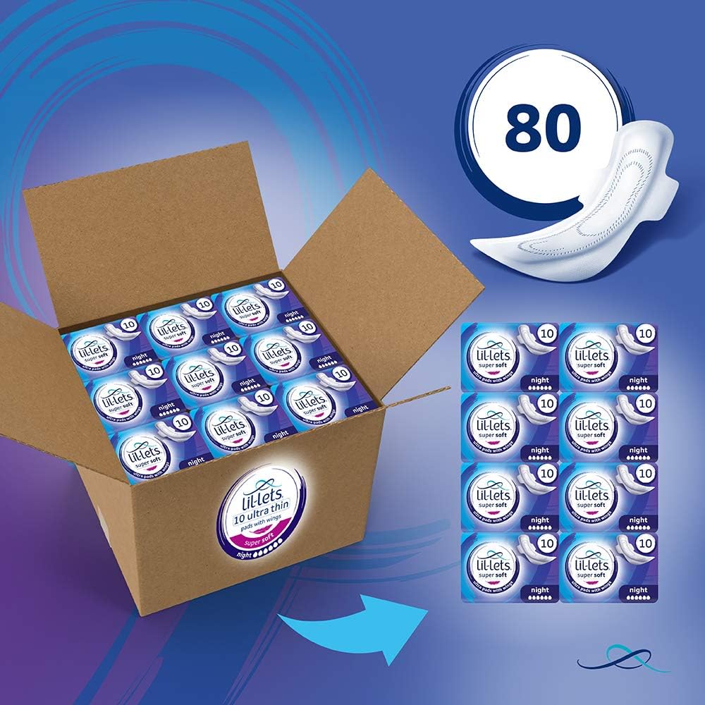 Lil-Lets Super Soft Ultra Thin Night Pads with Wings, 80 Count — alternate product view