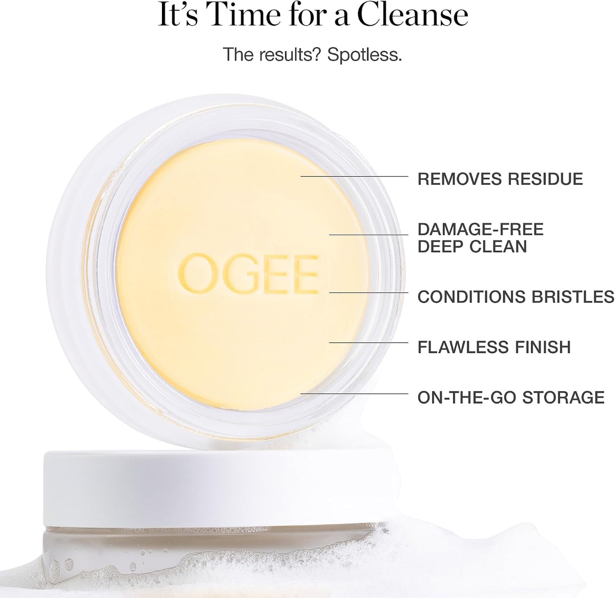 Ogee Brush Wash Bar, Makeup Brush Cleanser in Reusable Jar - view 4