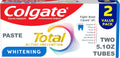 Colgate Total Whitening Fluoride Toothpaste, Mint, 145 g (5.1 oz), Pack of 2