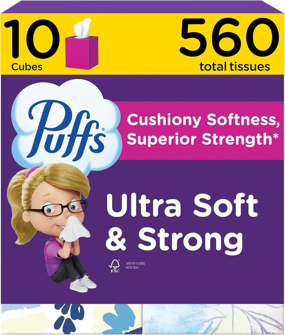 Puffs Ultra Soft Non-Lotion Facial Tissues, 10 Cube Boxes, 56 Tissues Each