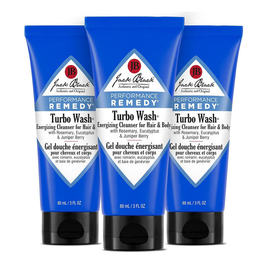 Jack Black Turbo Wash Energizing 2-in-1 Body Wash & Shampoo, 3 x 90 ml
