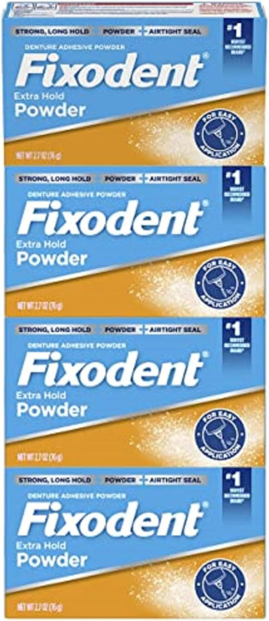 Fixodent Extra Hold Denture Adhesive Powder, 4 x 2.7 oz