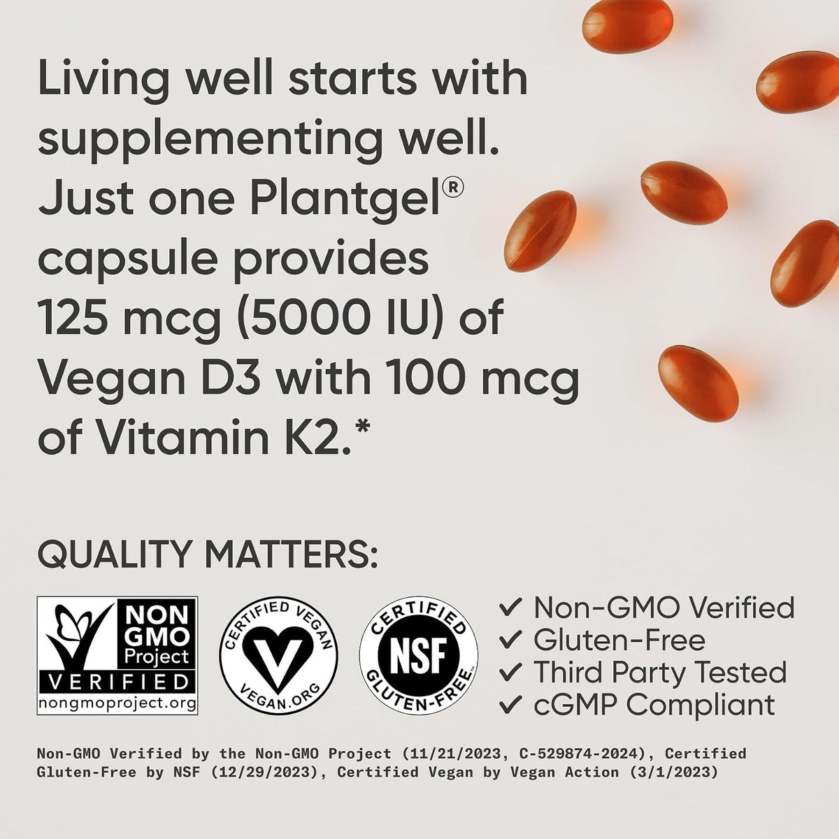 Sports Research Vegan Vitamin D3 + K2 with Coconut Oil, 60 Plantgels - view 4