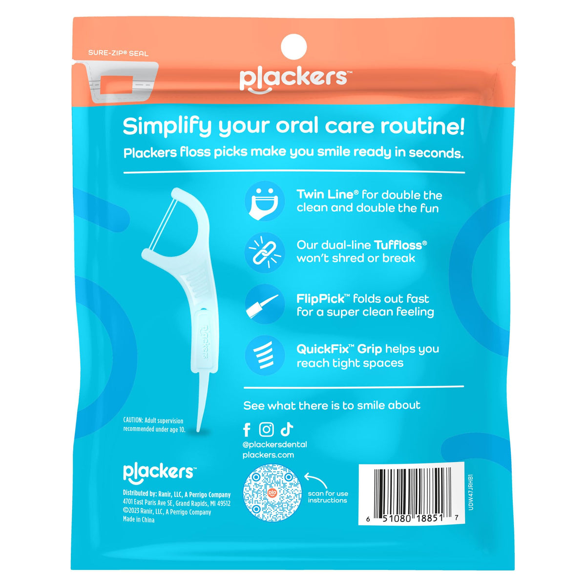Plackers Twin-Line Floss Picks, Whitening Mint, 150 Count, Pack of 4 - view 5