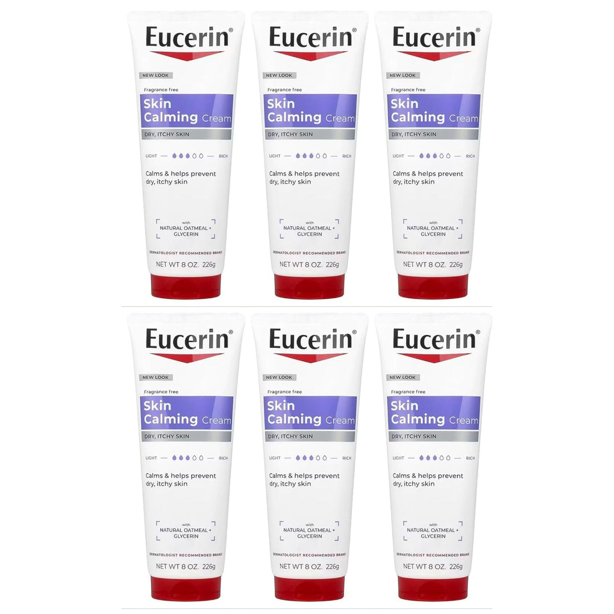 Eucerin Skin Calming Creme, Fragrance Free, 8 oz, Pack of 6