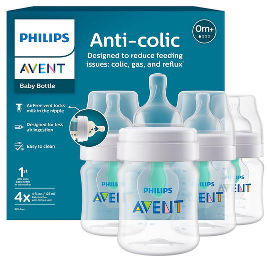 Philips Avent Anti-Colic Baby Bottles with AirFree Vent, 4 oz, Pack of 4