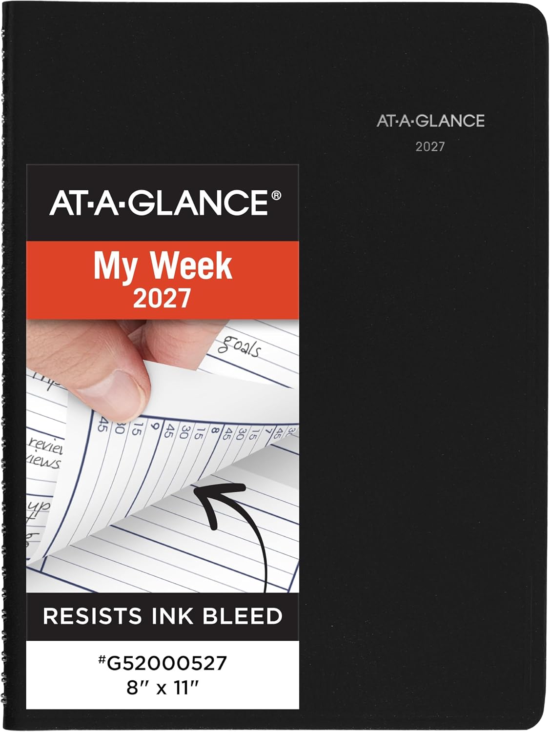 AT-A-GLANCE 2027 DayMinder Weekly Appointment Book, 8 x 11 Inch, Black