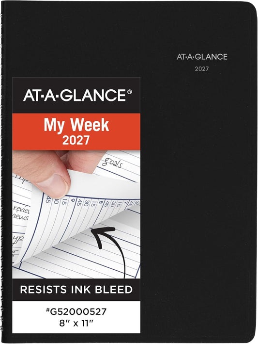 AT-A-GLANCE 2027 DayMinder Weekly Appointment Book, 8 x 11 Inch, Black