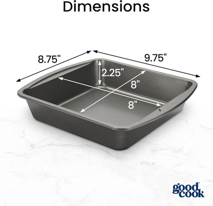 GoodCook Everyday Nonstick Steel Square Pan, 8 Inch, Gray - view 2
