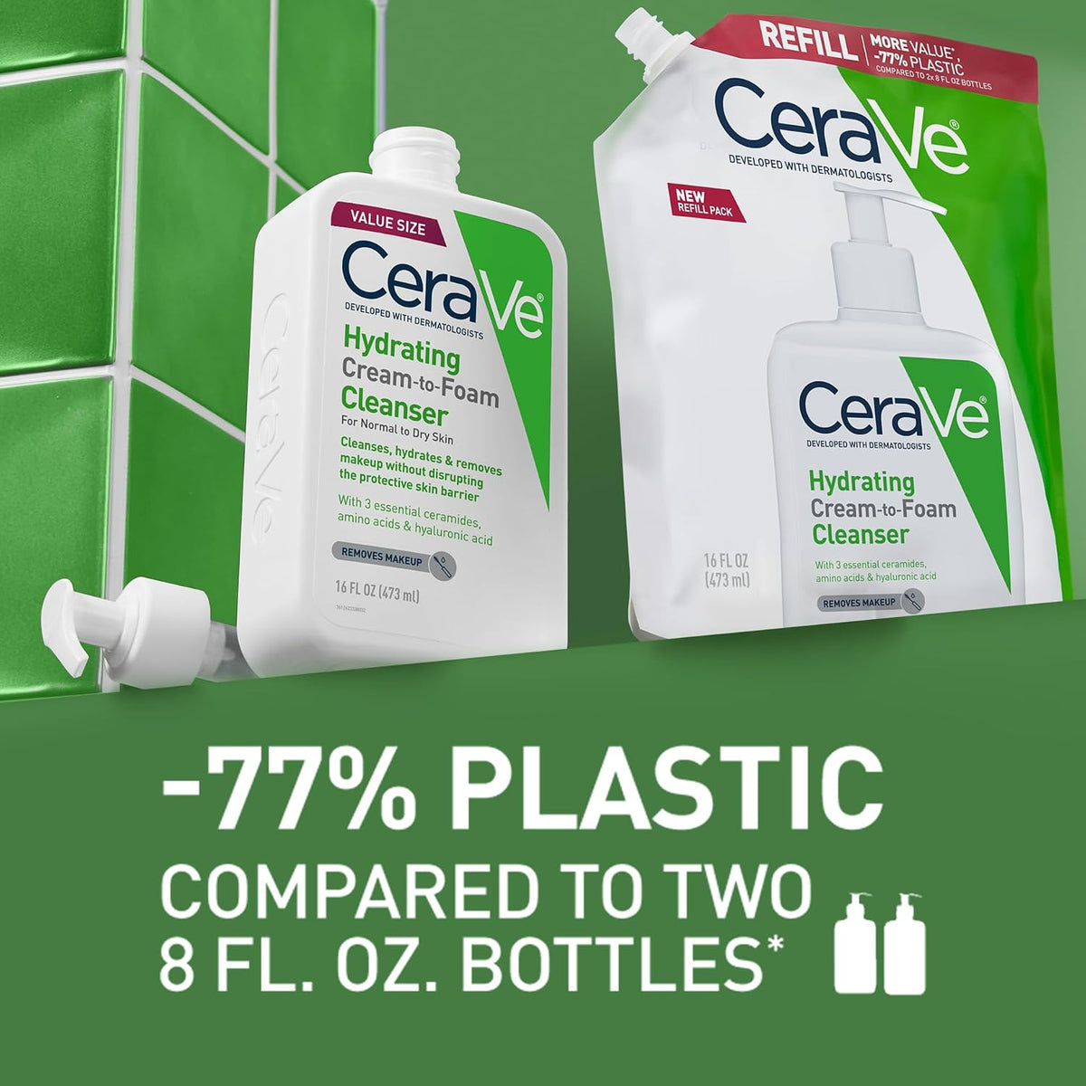 CeraVe Hydrating Cream-to-Foam Cleanser Refill 473 ml (16 fl oz) - view 4