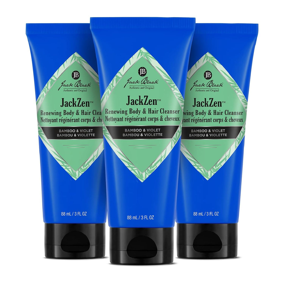Jack Black JackZen Renewing 2-in-1 Body Wash & Shampoo, 90 ml (3 fl oz), Pack of 3 — product view