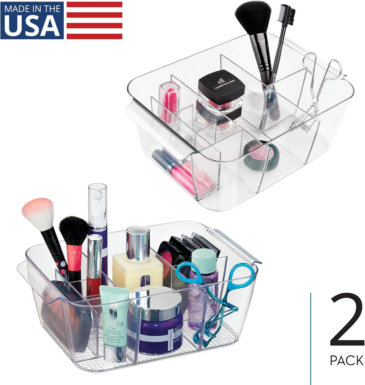 iDesign Clarity Makeup Organiser, Clear, Set of 2 - view 4