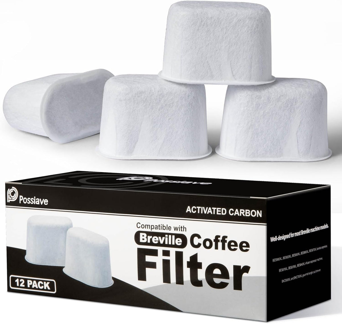 Possiave Water Filters for Breville Machines, 12 Pack