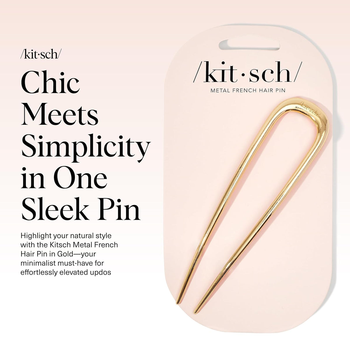 Kitsch French Hair Pin, Gold - 1 Piece — alternate product view