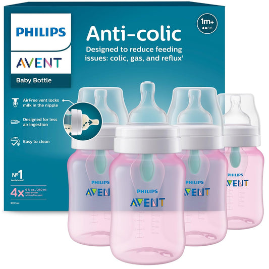 Philips Avent Anti-Colic Bottles with AirFree Vent, 9 oz (270 ml), 4 Pack