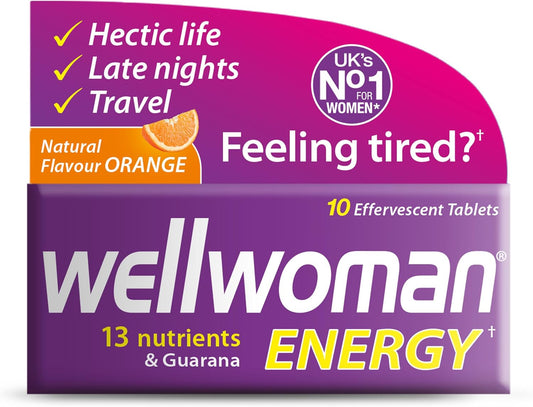 Wellwoman Energy Effervescent Tablets, Natural Orange, 10 Count
