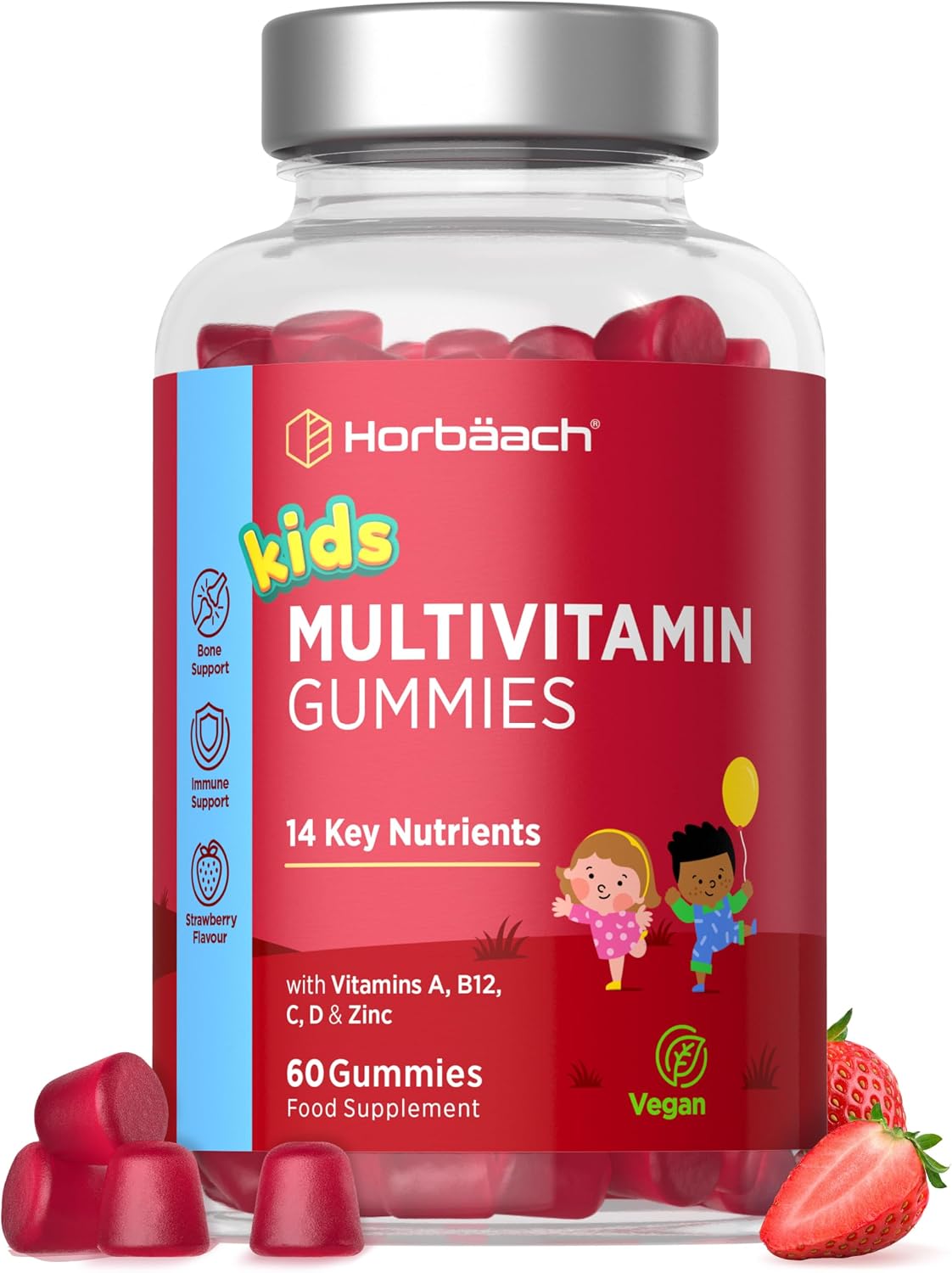 Horbaach Kids Multivitamin Gummies - Strawberry, 14 Nutrients — product view