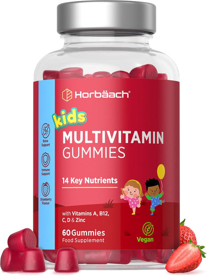 Horbaach Kids Multivitamin Gummies - Strawberry, 14 Nutrients