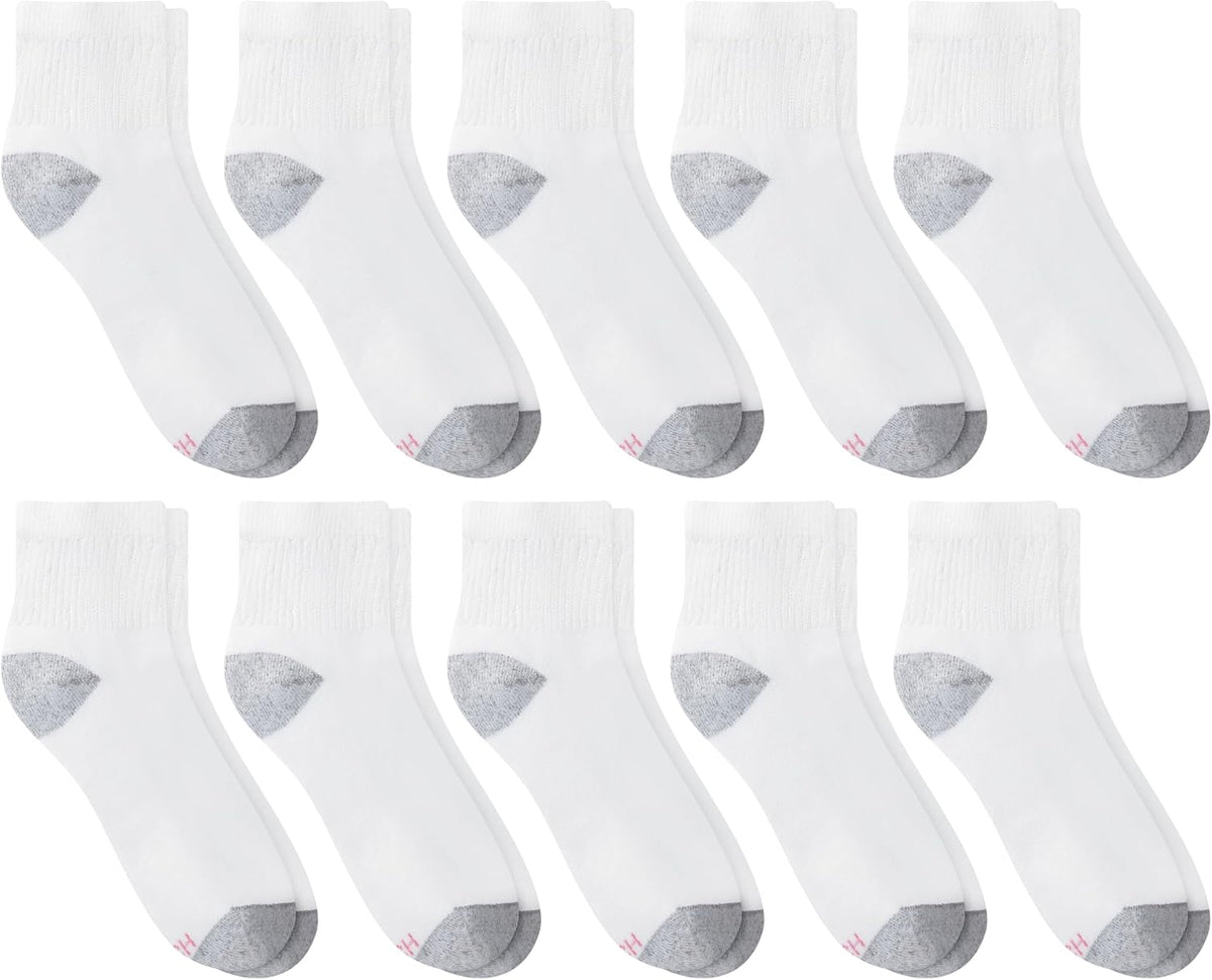 Hanes Women’s Value Ankle Soft Moisture-Wicking Socks, 10 Pack, White, 5-9 US - view 3