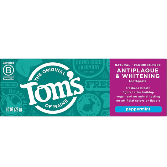 Tom's of Maine Antiplaque Tartar Control Whitening Toothpaste, Peppermint, 1 oz