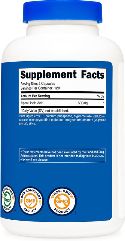 Nutricost Alpha Lipoic Acid 600 mg 240 Capsules - view 5