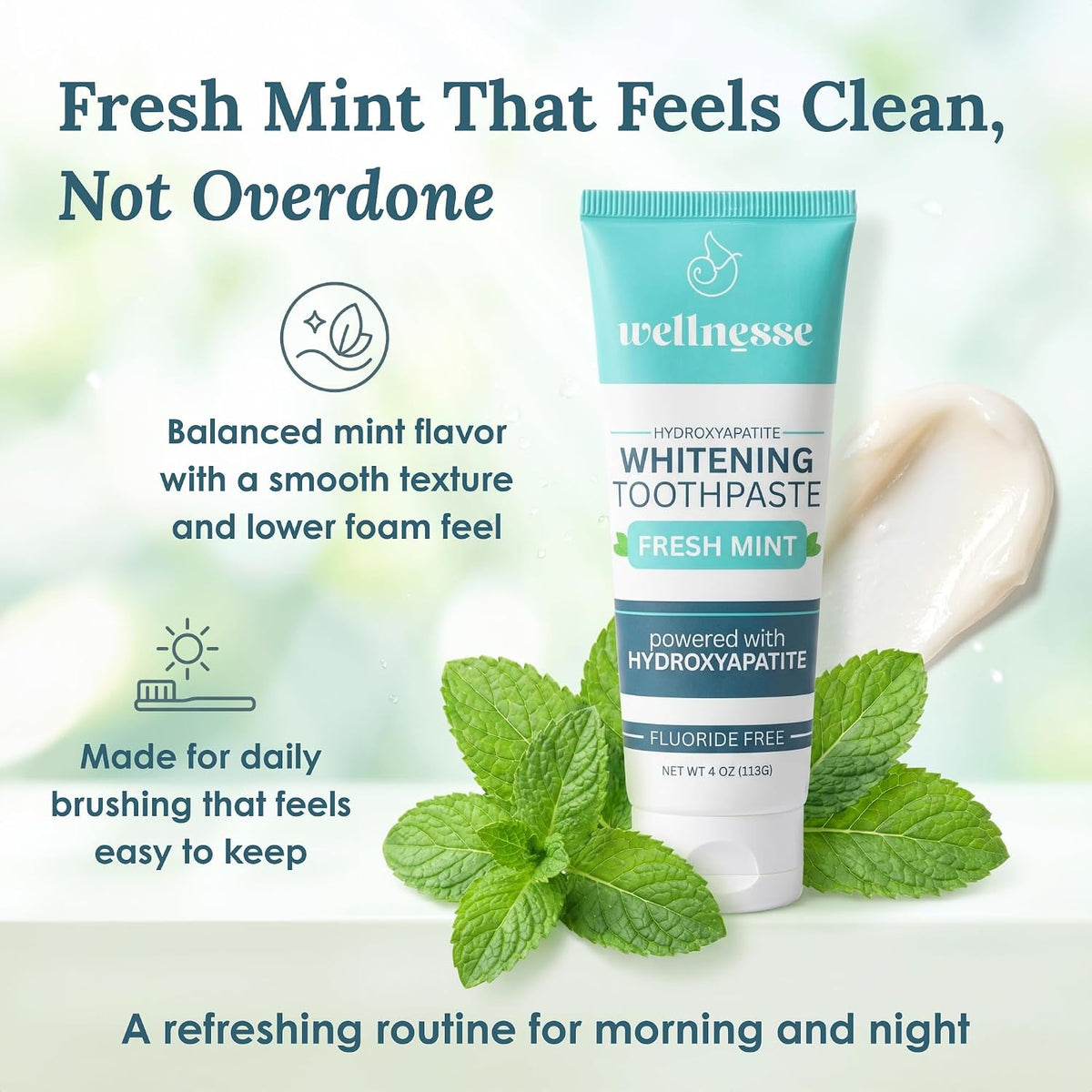Wellnesse Travel Size Whitening Toothpaste, Fresh Mint 1.75 oz (50 g) - view 5