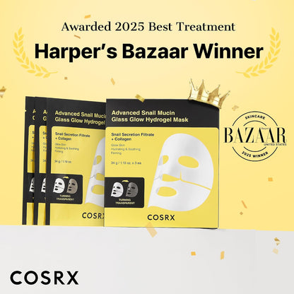 COSRX Advanced Snail Mucin Glass Glow Hydrogel Face Masks, Pack of 3 - view 2