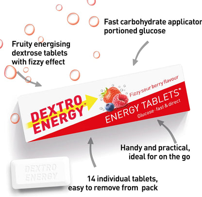 Dextro Energy Fizzy Sour Berry Glucose Tablets 14 Count (Pack of 24) - view 3