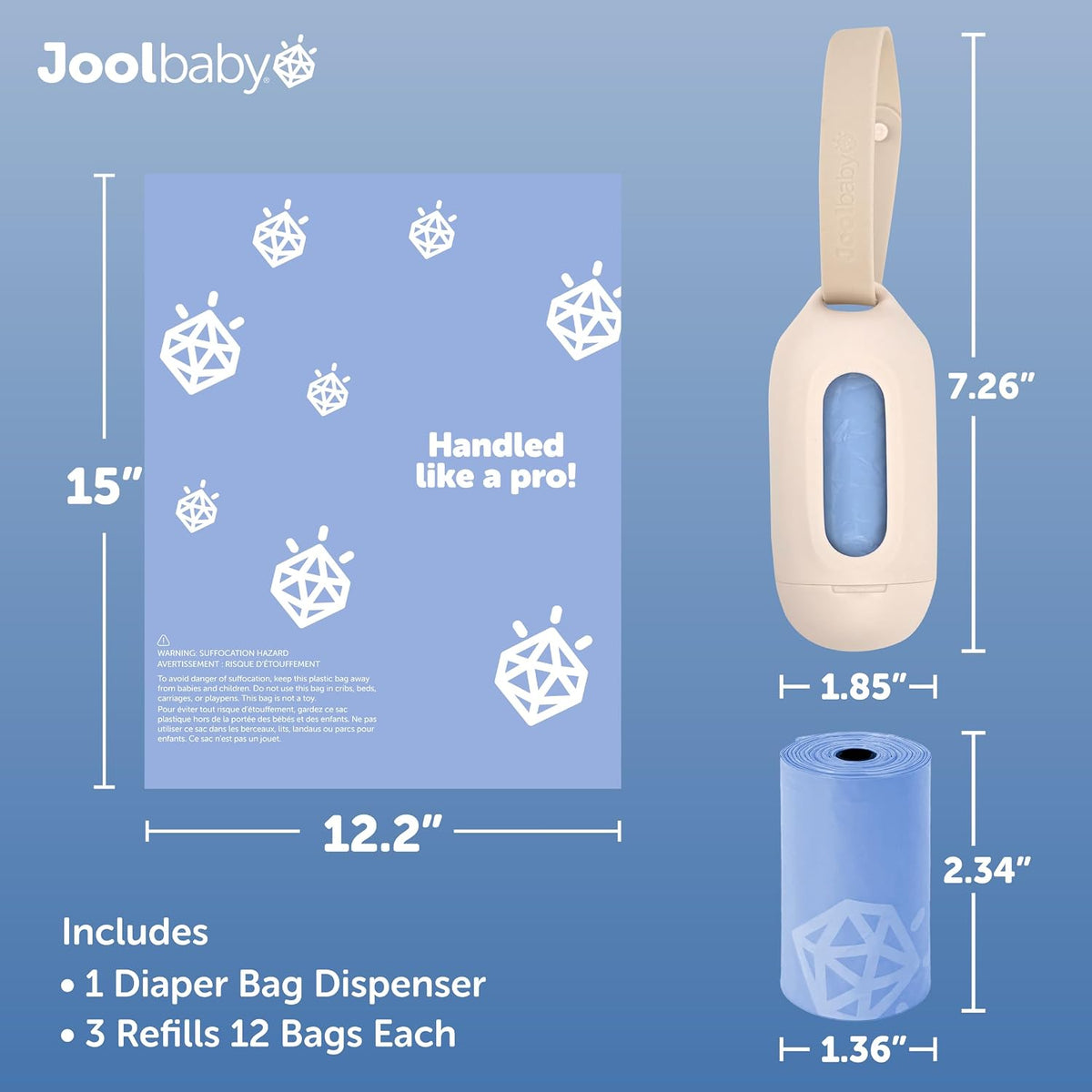 Jool Baby Nappy Bag Dispenser, Oatmeal, with Lavender Scented Refills - view 3