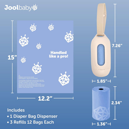 Jool Baby Nappy Bag Dispenser, Oatmeal, with Lavender Scented Refills - view 3