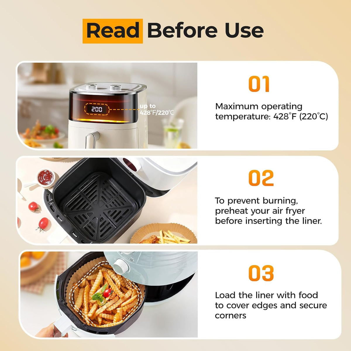 Vailnd 8 Inch Square Air Fryer Parchment Liners, 125 Count - view 5