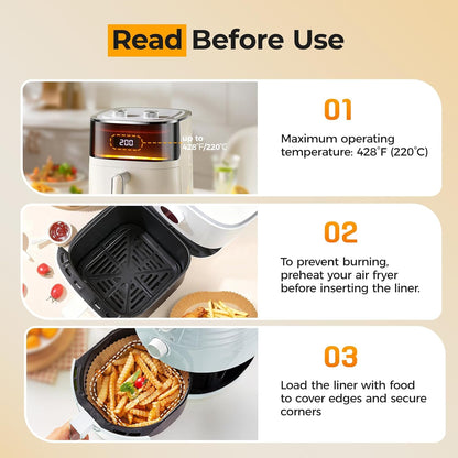 Vailnd 8 Inch Square Air Fryer Parchment Liners, 125 Count - view 5