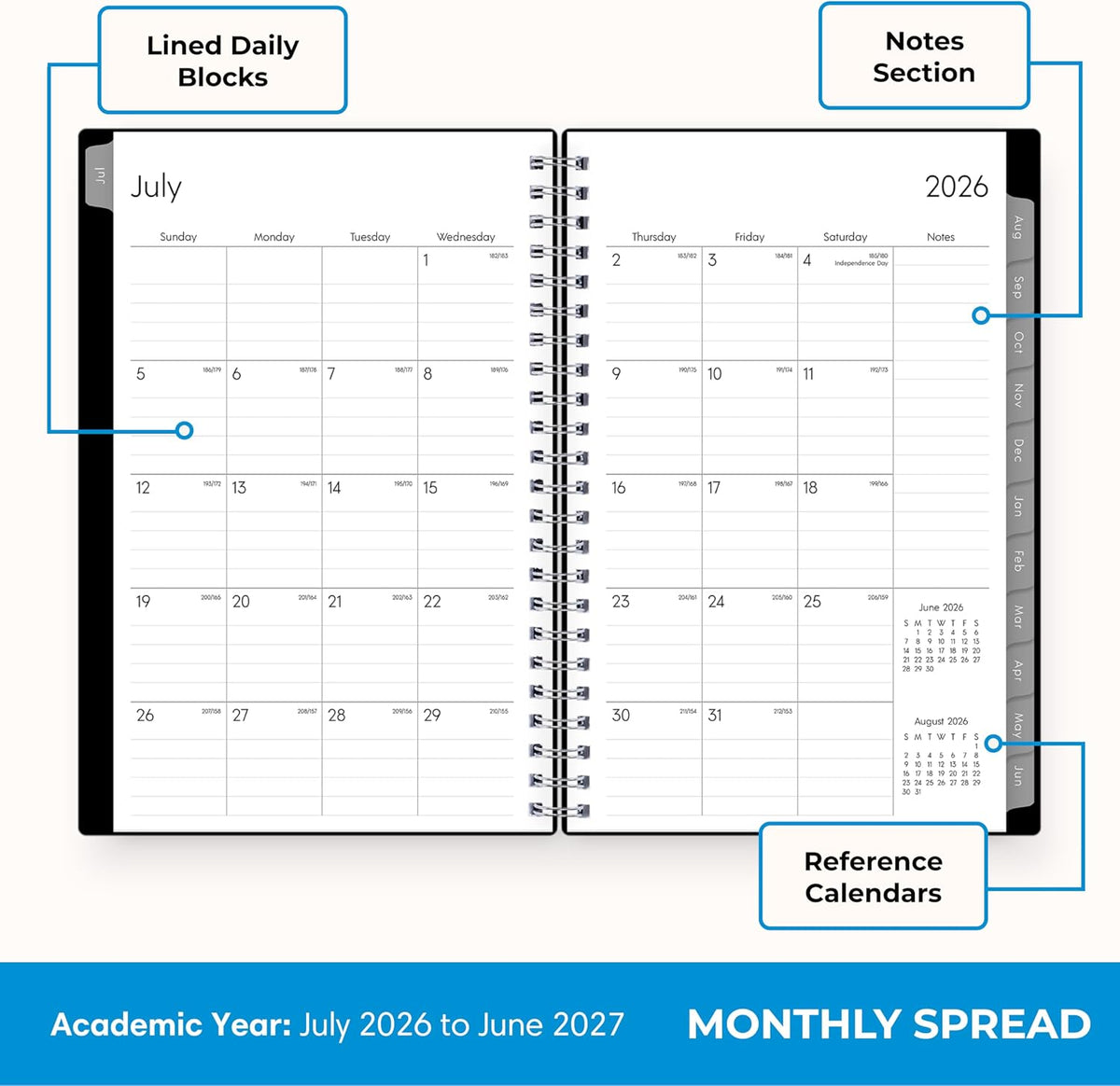 Blue Sky 2026-2027 Weekly and Monthly Academic Planner, 5 x 8 in - view 4